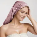 Long satin bonnet in dusty rose with elastic edge for hair protection and sleeping - Dusty Rose