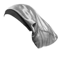 Silver satin durag with black elastic headband for hair protection and night styling - One Size / Gray