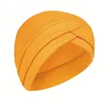 Fester hellorangener Turban-Hut für Damen mit gekreuzter Front aus dehnbarem Strick - Einheitsgröße / Ingwergelb