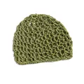 Olive green handmade crochet mesh beanie with hollow-out knit texture for adults - Army Green