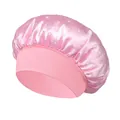 Rosa Satin Schlafhaube für Damen mit glitzernden Strasssteinen und breitem elastischem Band - Einheitsgröße / Rosa