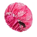 Doppelseitige Satin Schlafhaube für Damen, verstellbare rosa Blumen Mesh Haube Duschhaube. - Verstellbar / Fuchsia