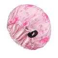 Rosa Satinschlafhaube mit Blumennetz und verstellbarer Schnalle für die Haarpflege. - Verstellbar / Rosa