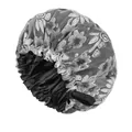 Wendbare Satin Schlafhaube mit verstellbarem Blumen Netz Design für Damen Haarpflege. - Verstellbar / Schwarz