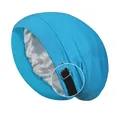 Himmelblaue verstellbare Schlafmütze mit Satinfutter und elastischem Band zum Haarschutz - Pfauenblau