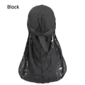 Nahaufnahme des schwarzen Durag-Stoffs im Distressed-Look mit atmungsaktiver Textur und Hip-Hop-Stil - Einheitsgröße / Schwarz