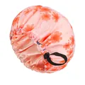 Rosa Satinschlafmütze mit Blumenmuster, verstellbares Gummiband Haarpflegehaube für Damen. - Verstellbar / Pfirsichrosa