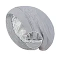 Elastic gray sleep cap with silky satin lining and premium knit exterior finish - One Size / Light Gray