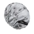Cuffia da notte reversibile in raso per donna, berretto floreale con elastico regolabile. - Regolabile / Grigio chiaro