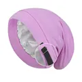 Rosa Schlafhaube mit Satinfutter, verstellbarem Gummiband und Metallschnalle - Hellviolett