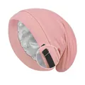 Rosa zweilagige Schlafmütze mit verstellbarem Riemen und Satinfutter für Damen - Pfirsich