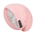 Rosa Schlafhaube mit Satinfutter und verstellbarem Gummiband zum Haarschutz - Rosa
