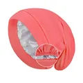 Pink double-layer satin sleeping bonnet with silver lining and elastic band detail - One Size / Watermelon red
