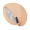 Zweilagige pfirsichfarbene Schlafhaube mit Satinfutter und verstellbarem Band - Khaki