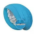 Blue satin sleep bonnet with silver lining and elastic band detail for hair care - One Size / Sky Blue