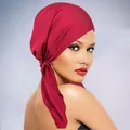 Deep red satin turban cap with side tie detail for women, breathable and stylish design - One Size / Burgundy