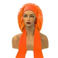 Bright orange satin sleep bonnet with adjustable wide tie bands for hair protection - Large / Orange