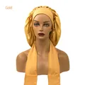 Cuffia da notte in raso dorato per donna con ampia fascia regolabile per la cura dei capelli - Grande / Cachi