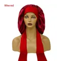 Cuffia da notte in raso rosso vino lucido per donna con fascia regolabile - Grande / Borgogna