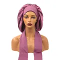 Cuffia da notte in raso fucsia con fascia regolabile per protezione dei capelli - Grande / Rosso Pelle