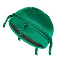 Detail of emerald green satin durag featuring a thick braided trim and glossy finish - One Size / Grass Green