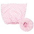 Cuffia da doccia a scacchi rosa con fodera in raso morbido e bordo elasticizzato - Taglia unica / Triplo Strato Ispessito / Rosa