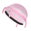Pink satin durag with braided rope detail and elastic band for hair compression - One Size / Pink