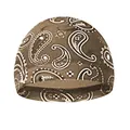 Close-up of vintage brown paisley skull cap featuring high-elasticity cotton blend fabric - One Size / Coffee