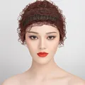 Détail d'un foulard en dentelle marron foncé élastique avec volants et texture respirante - Taille unique / Café