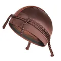 Detail of dark brown satin durag with braided design and smooth silk texture - One Size / Coffee