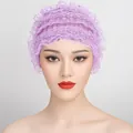 Détail d'un bandeau en dentelle violette avec des couches ondulées et tissu respirant - Taille unique / Mauve Clair