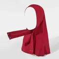 Detail of dark red elastic hijab with snap button closure and textured fabric - Red