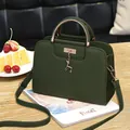 Dark green litchi texture handbag with gold deer charm and adjustable shoulder strap - Army Green
