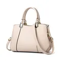 Elegante beige gesteppte Handtasche für Damen mit verstellbarem Gurt und Goldbeschlägen - Gestreift Khaki