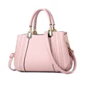 Modische hellrosa Handtasche mit großem Fassungsvermögen und verstellbarem Gurt - Gestreift Rosa