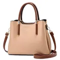 Bolso de mano oro champán con asas marrón oscuro y logo Fashion Queen - Caqui