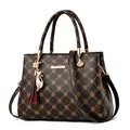 Dark brown monogram handbag for women with feline charm and elegant gold hardware - Dark Coffee With Dark Coffee Print