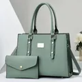 Saliegroene draagtas set met bijpassende clutch, premium kunstleer en gouden hardware - Groen
