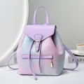 Mini mochila de cuero degradado pastel con estampado floral y cierre ajustable - Morado