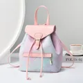Zaino da donna in pelle sfumata rosa e viola con motivi floreali e fibbia dorata - Rosa