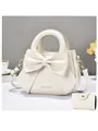 Elegante borsa a mano bianco crema con fiocco e set portamonete coordinato da donna - Borsa Bianca Con Portafoglio / Bianco avorio