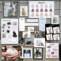 Detailansicht des Hasen-Themen-DIY-Schreibwarensets mit Aufklebern, Postkarten und Notizen - Hasen-Aufkleber-Set