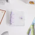Mini transparent PVC 3-ring binder photo album with glitter finish and purple button - No.6 Glitter Style-Purple