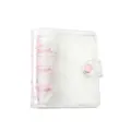 Transparent PVC mini 3-ring binder photo album with pink metal rings and snap closure - No.8 Clear Style-Pink