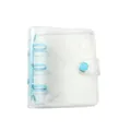 Mini transparent PVC 3-ring binder with glitter finish and blue snap closure mechanism - No.10 Clear Style-Blue