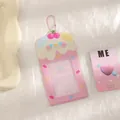Rosa Cartoon-PVC-Fotokartenhalter mit Eiscreme-Design und rosa Perlenkette - Rosa