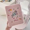 Pink plush unicorn A5 binder with soft faux fur and embroidered star rainbow design - Pink Plush Cover / Without Inner Pages
