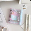 Detail of cute transparent PVC mini binder cover with cartoon bear and star prints - Little House Cover
