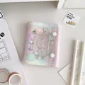 Detailed view of the mini 3-ring clear PVC binder with cute bear and star patterns - Little Bear Cover