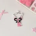 Moschettone a stella in acrilico rosa con fiocco nero e cuore per graziosi ciondoli borsa - Chiave(KA34)